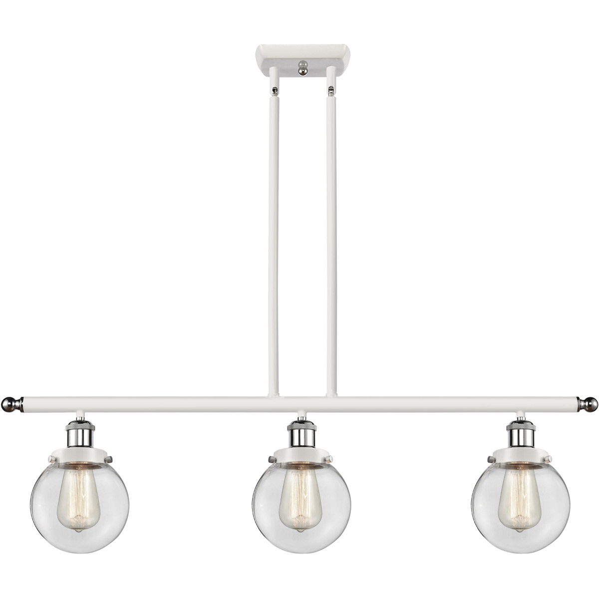 Innovations Lighting 916-3I-WPC-G202-6 Ballston Beacon 3 Light 36 inch White and Polished Chrome Island Light Ceiling Light in Clear Glass