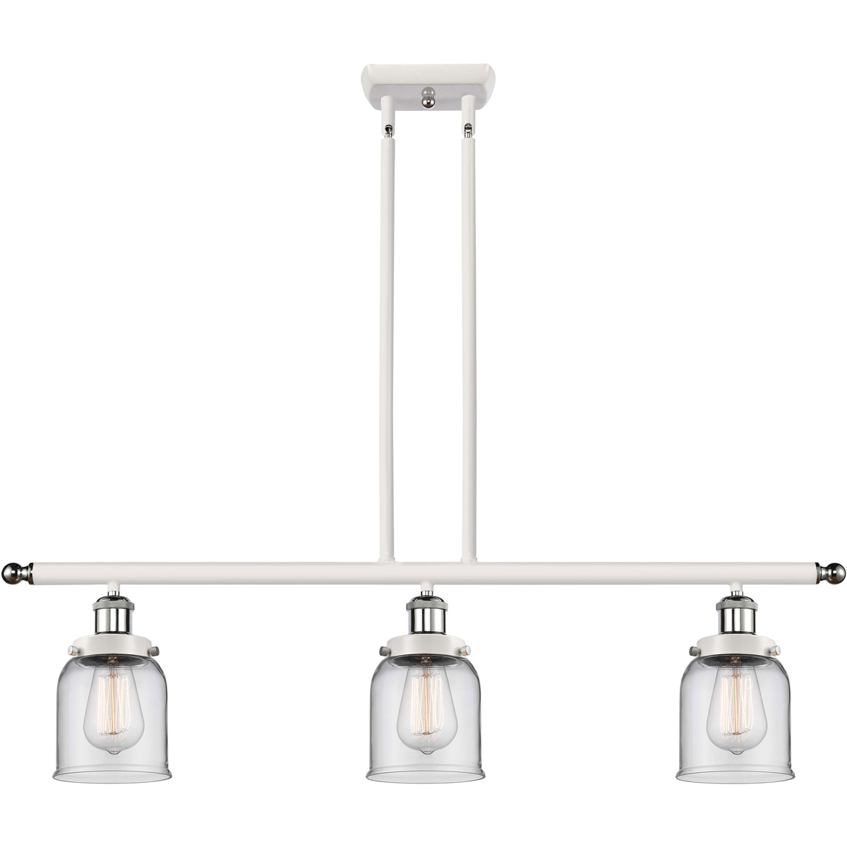 Innovations Lighting 916-3I-WPC-G52 Ballston Small Bell 3 Light 36 inch White and Polished Chrome Island Light Ceiling Light in Clear Glass