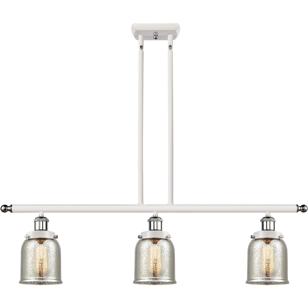Innovations Lighting 916-3I-WPC-G58-LED Ballston Bell LED 36 inch White and Polished Chrome Island Light Ceiling Light in Silver Plated Mercury Glass