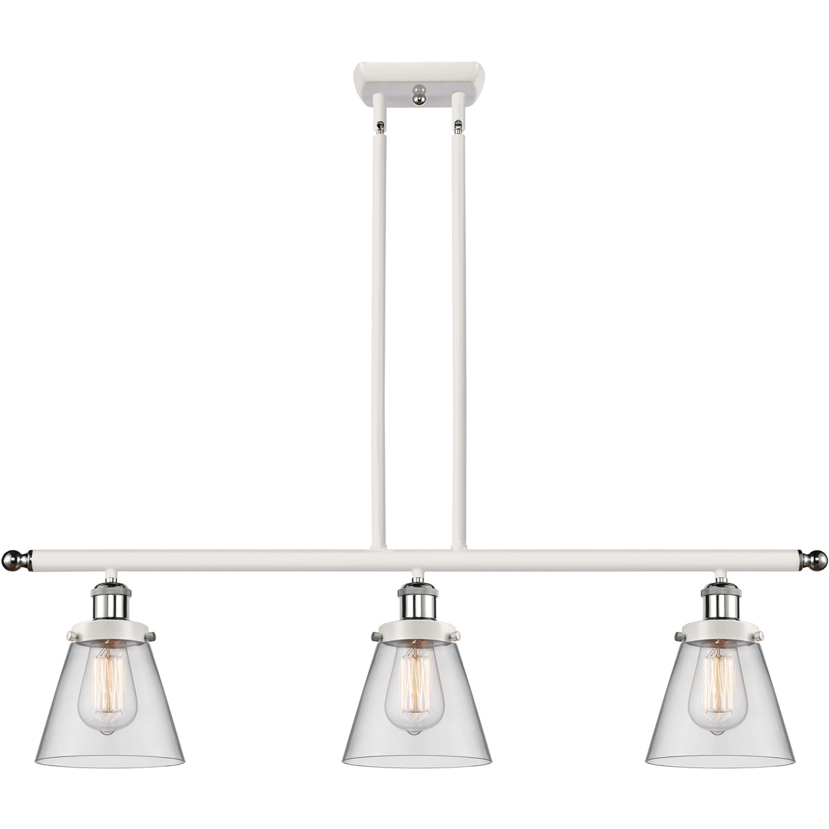 Innovations Lighting 916-3I-WPC-G62 Ballston Small Cone 3 Light 36 inch White and Polished Chrome Island Light Ceiling Light in Clear Glass