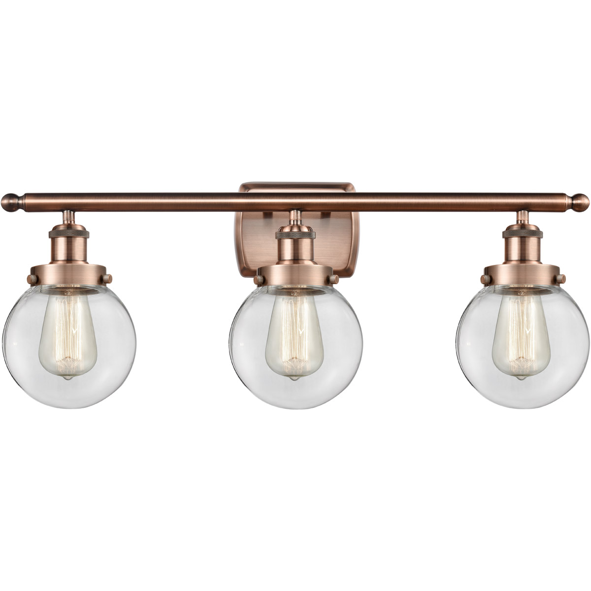 Innovations Lighting 916-3W-AC-G202-6 Ballston Beacon 3 Light 26 inch Antique Copper Bath Vanity Light Wall Light in Clear Glass