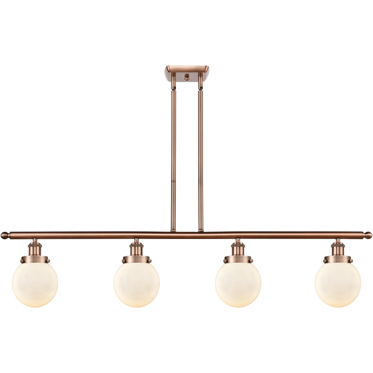 Innovations Lighting 916-4I-AC-G201-6 Ballston Beacon 4 Light 48 inch Antique Copper Island Light Ceiling Light in Matte White Glass