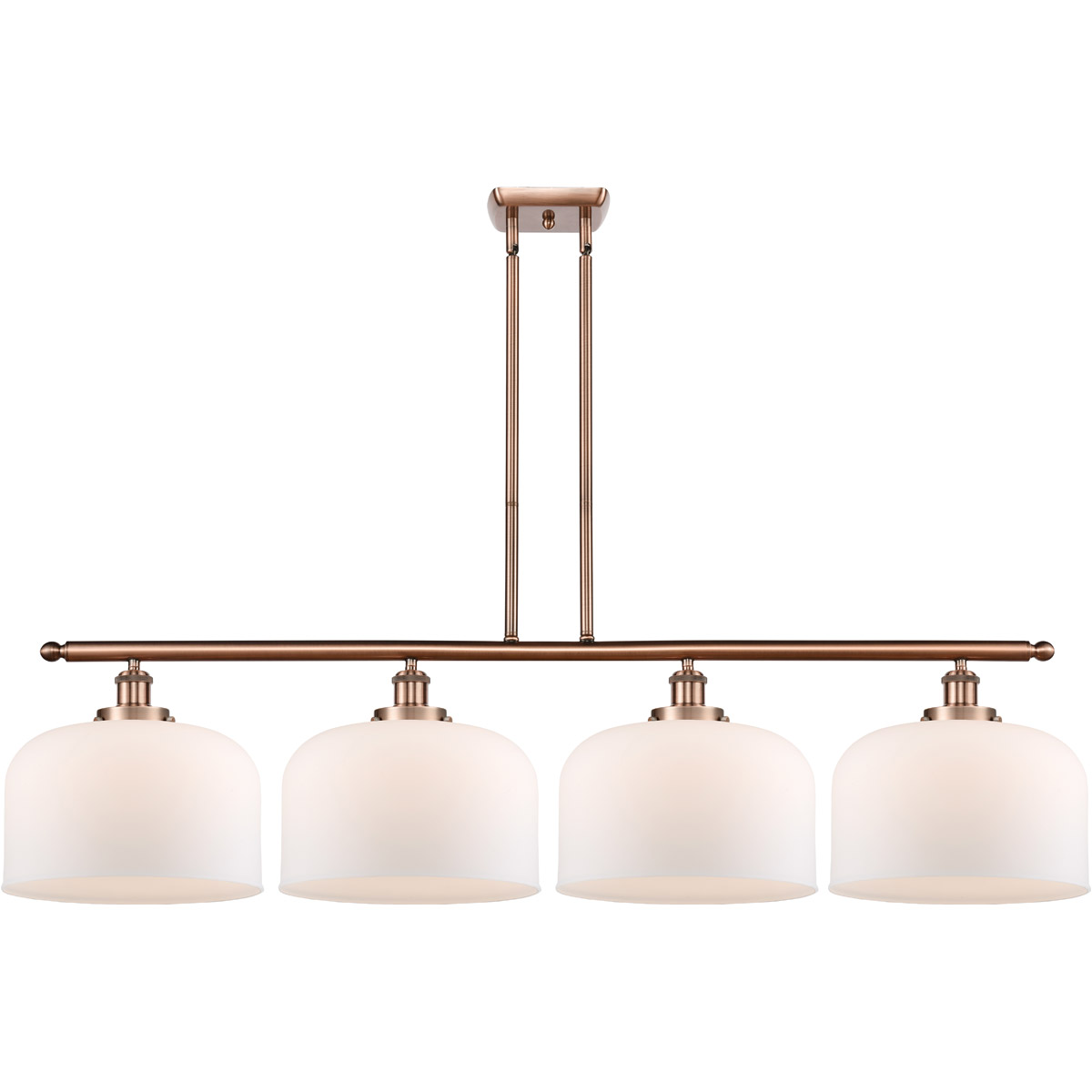 Innovations Lighting 916-4I-AC-G71-L-LED Ballston X-Large Bell LED 48 inch Antique Copper Island Light Ceiling Light in Matte White Glass