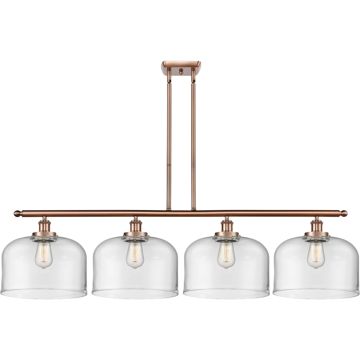 Innovations Lighting 916-4I-AC-G72-L-LED Ballston X-Large Bell LED 48 inch Antique Copper Island Light Ceiling Light in Clear Glass