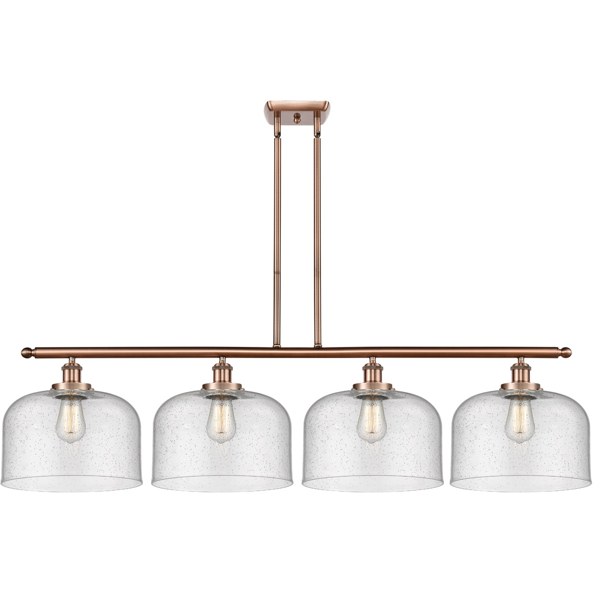 Innovations Lighting 916-4I-AC-G74-L Ballston X-Large Bell 4 Light 48 inch Antique Copper Island Light Ceiling Light in Seedy Glass