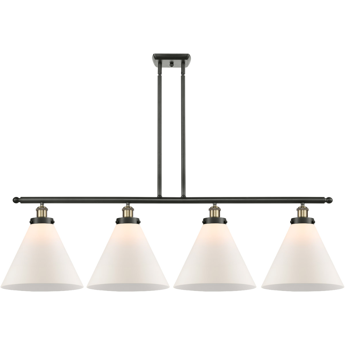 Innovations Lighting 916-4I-BAB-G41-L-LED Ballston X-Large Cone LED 48 inch Black Antique Brass Island Light Ceiling Light in Matte White Glass