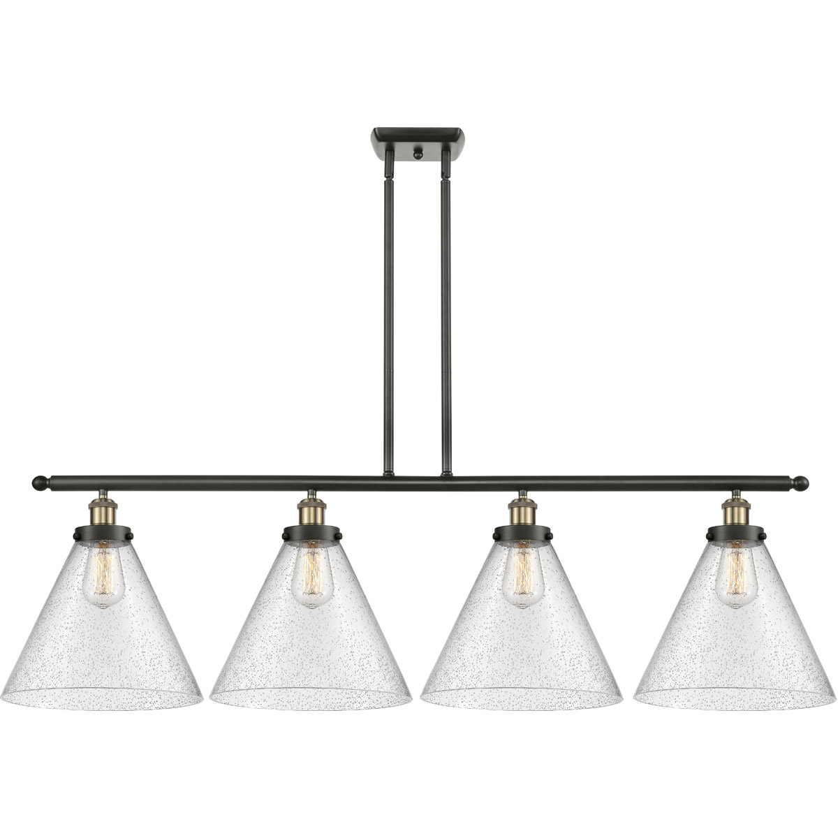 Innovations Lighting 916-4I-BAB-G44-L-LED Ballston X-Large Cone LED 48 inch Black Antique Brass Island Light Ceiling Light in Seedy Glass