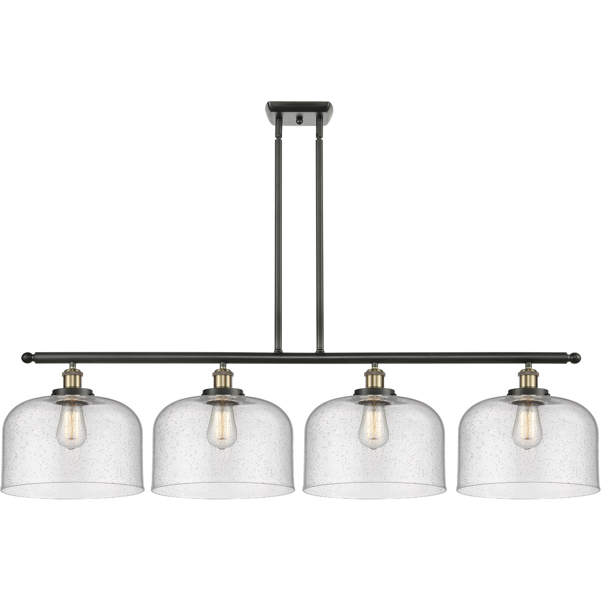 Innovations Lighting 916-4I-BAB-G74-L-LED Ballston X-Large Bell LED 48 inch Black Antique Brass Island Light Ceiling Light in Seedy Glass