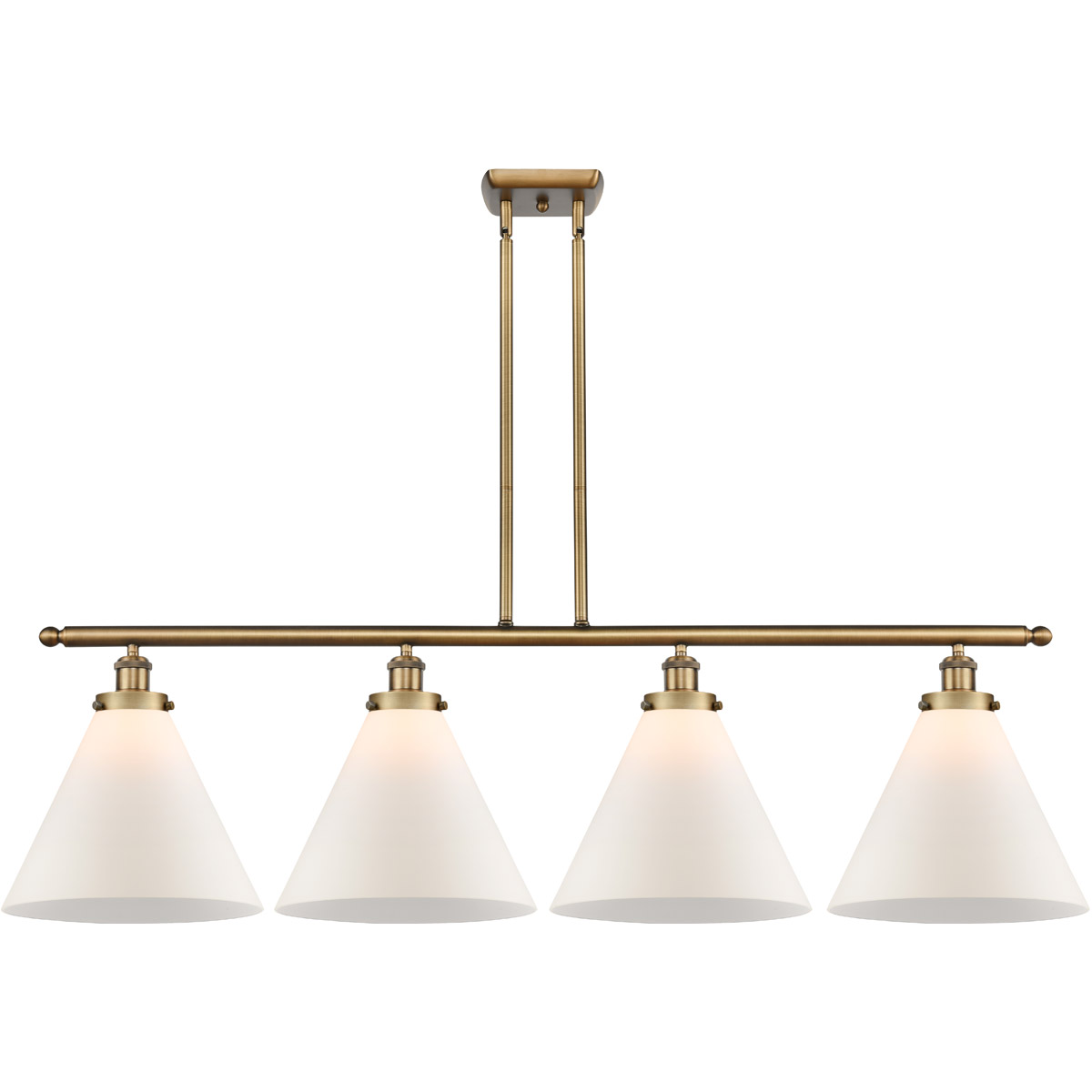 Innovations Lighting 916-4I-BB-G41-L-LED Ballston X-Large Cone LED 48 inch Brushed Brass Island Light Ceiling Light in Matte White Glass