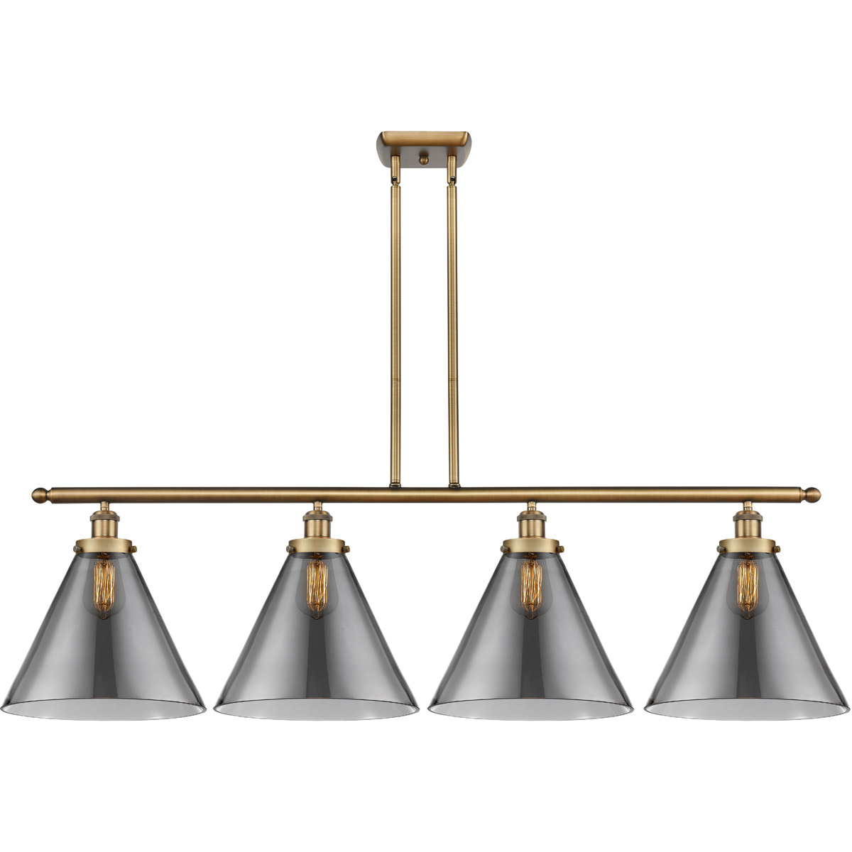 Innovations Lighting 916-4I-BB-G43-L-LED Ballston X-Large Cone LED 48 inch Brushed Brass Island Light Ceiling Light in Plated Smoke Glass