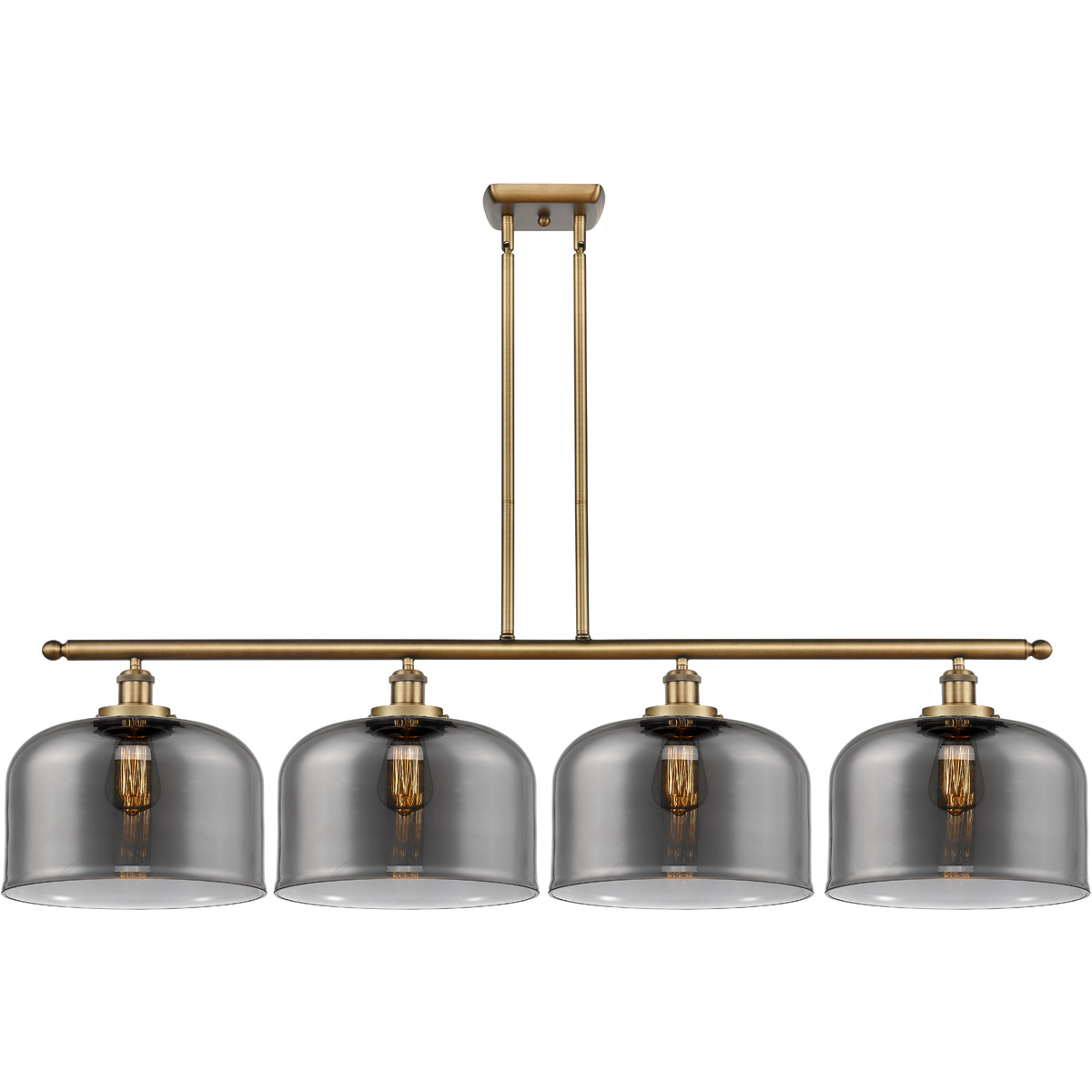 Innovations Lighting 916-4I-BB-G73-L-LED Ballston X-Large Bell LED 48 inch Brushed Brass Island Light Ceiling Light in Plated Smoke Glass