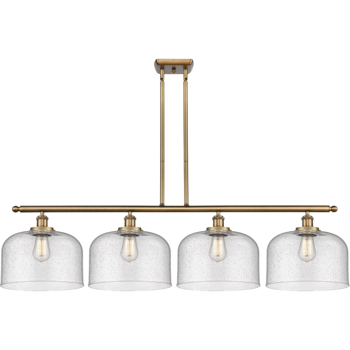 Innovations Lighting 916-4I-BB-G74-L Ballston X-Large Bell 4 Light 48 inch Brushed Brass Island Light Ceiling Light in Seedy Glass