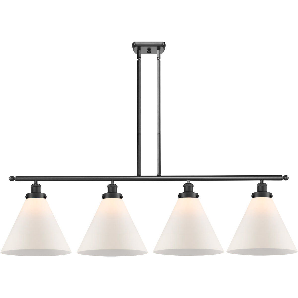 Innovations Lighting 916-4I-BK-G41-L Ballston X-Large Cone 4 Light 48 inch Matte Black Island Light Ceiling Light in Matte White Glass