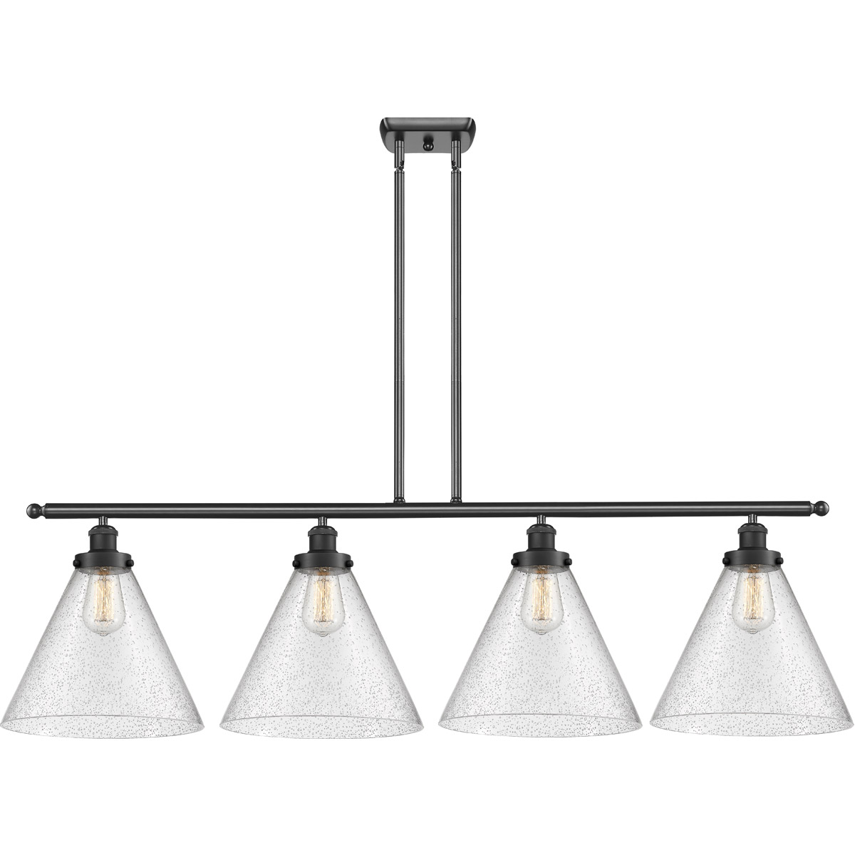 Innovations Lighting 916-4I-BK-G44-L-LED Ballston X-Large Cone LED 48 inch Matte Black Island Light Ceiling Light in Seedy Glass