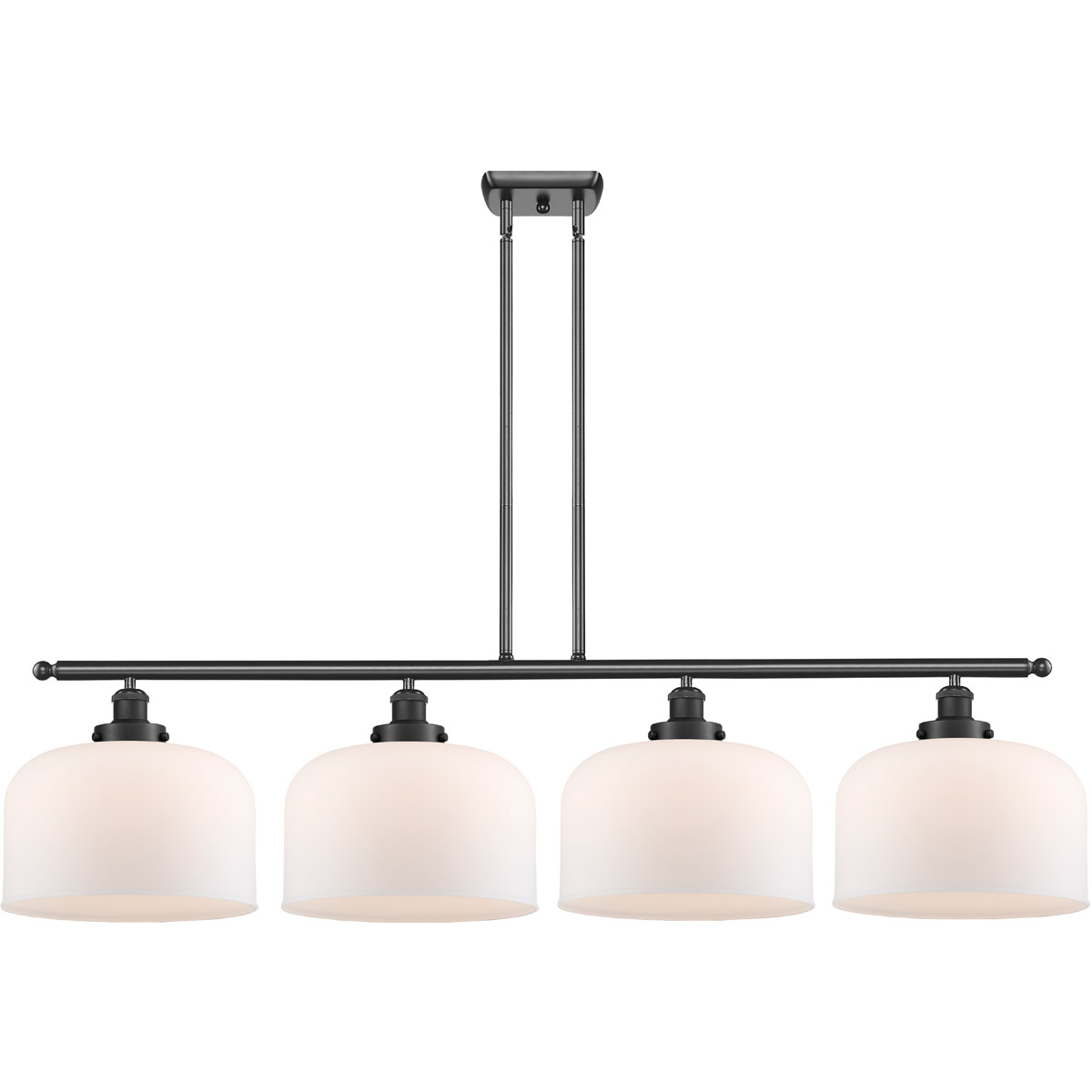 Innovations Lighting 916-4I-BK-G71-L-LED Ballston X-Large Bell LED 48 inch Matte Black Island Light Ceiling Light in Matte White Glass, Ballston