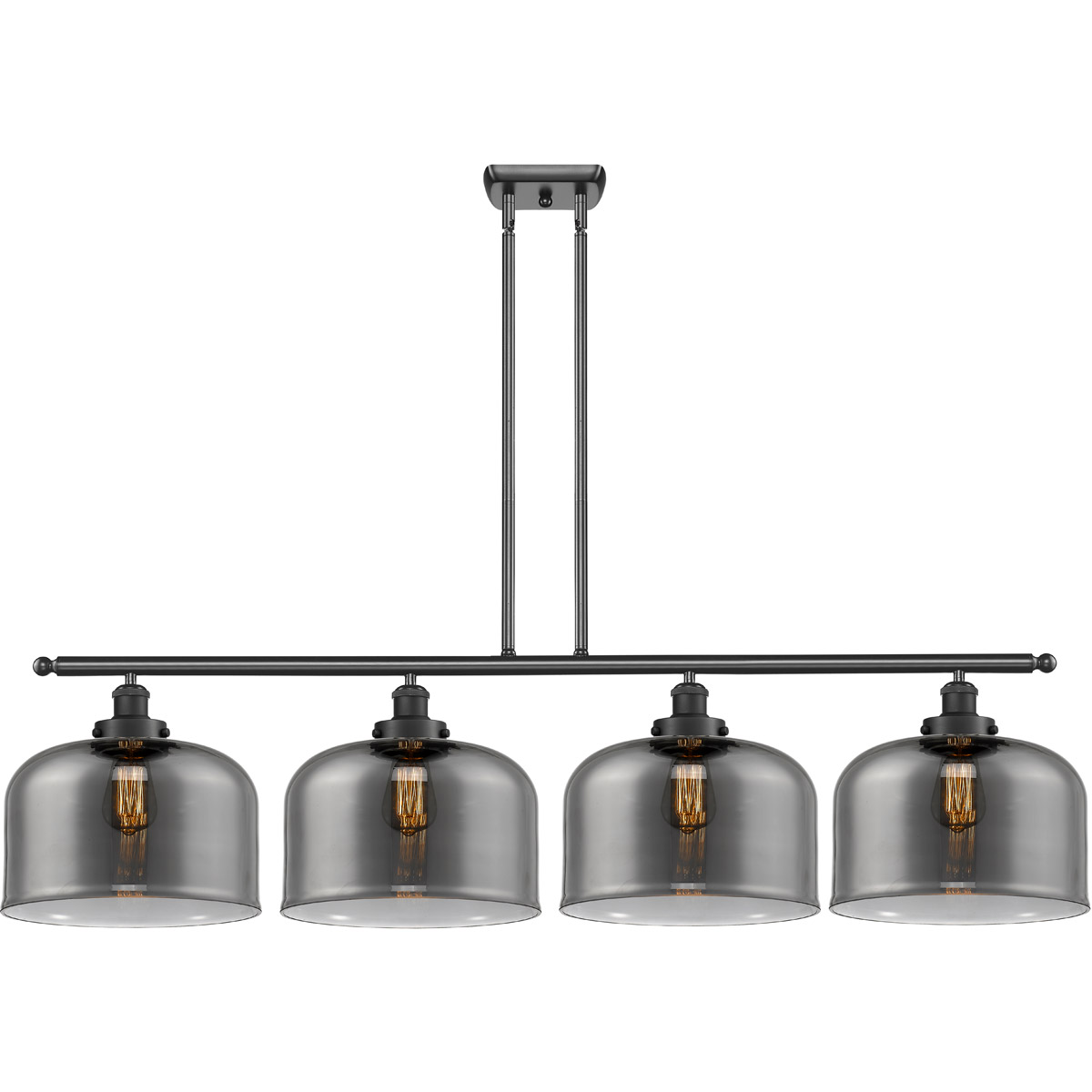 Innovations Lighting 916-4I-BK-G73-L Ballston X-Large Bell 4 Light 48 inch Matte Black Island Light Ceiling Light in Plated Smoke Glass, Ballston