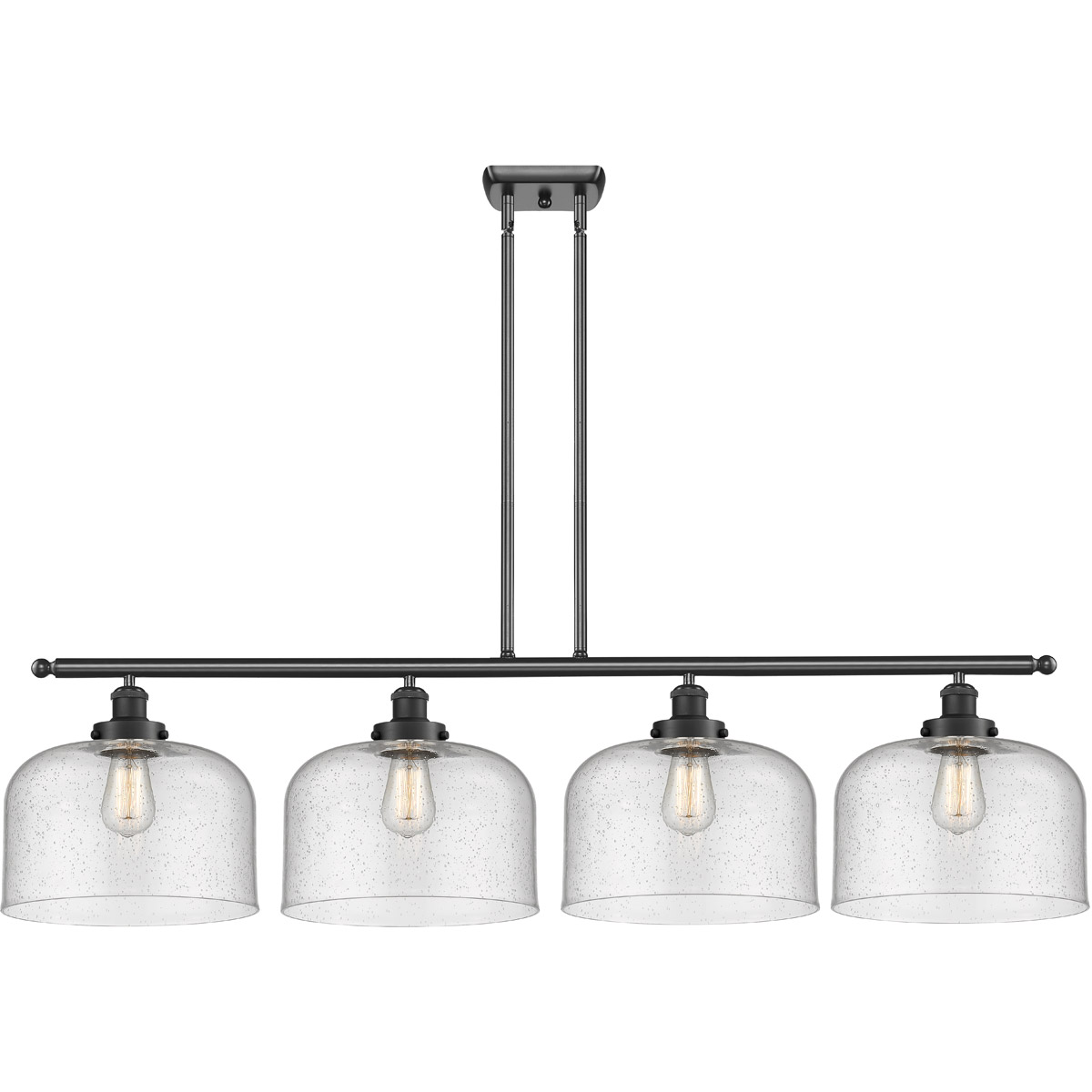 Innovations Lighting 916-4I-BK-G74-L-LED Ballston X-Large Bell LED 48 inch Matte Black Island Light Ceiling Light in Seedy Glass, Ballston