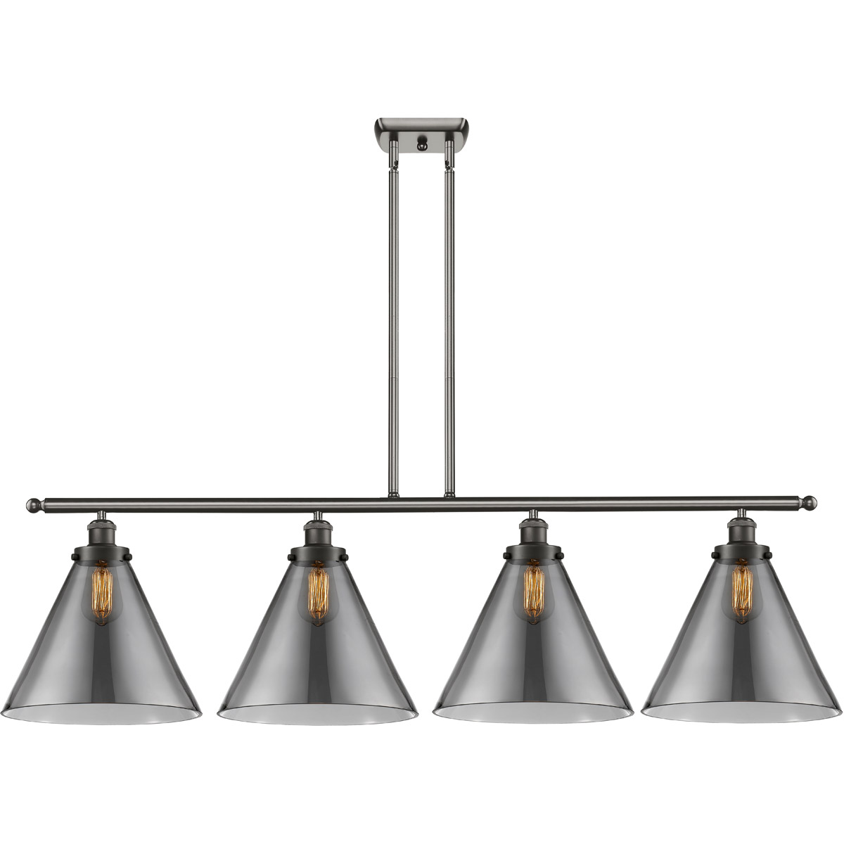 Innovations Lighting 916-4I-OB-G43-L Ballston X-Large Cone 4 Light 48 inch Oil Rubbed Bronze Island Light Ceiling Light in Plated Smoke Glass