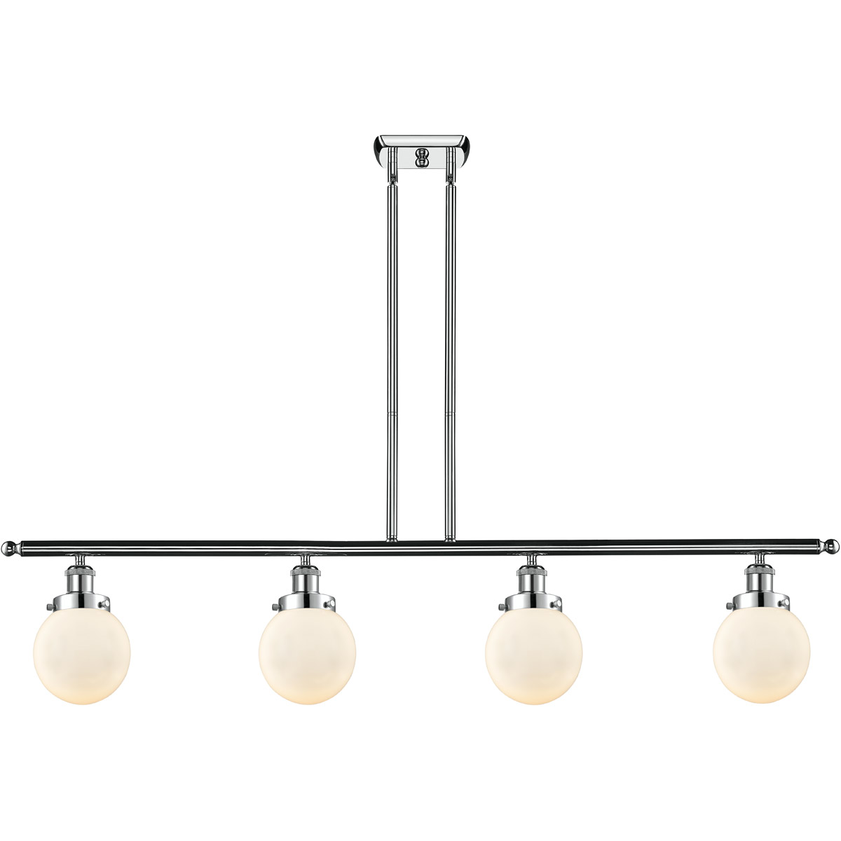 Innovations Lighting 916-4I-WPC-G201-6 Ballston Beacon 4 Light 48 inch White and Polished Chrome Island Light Ceiling Light in Matte White Glass