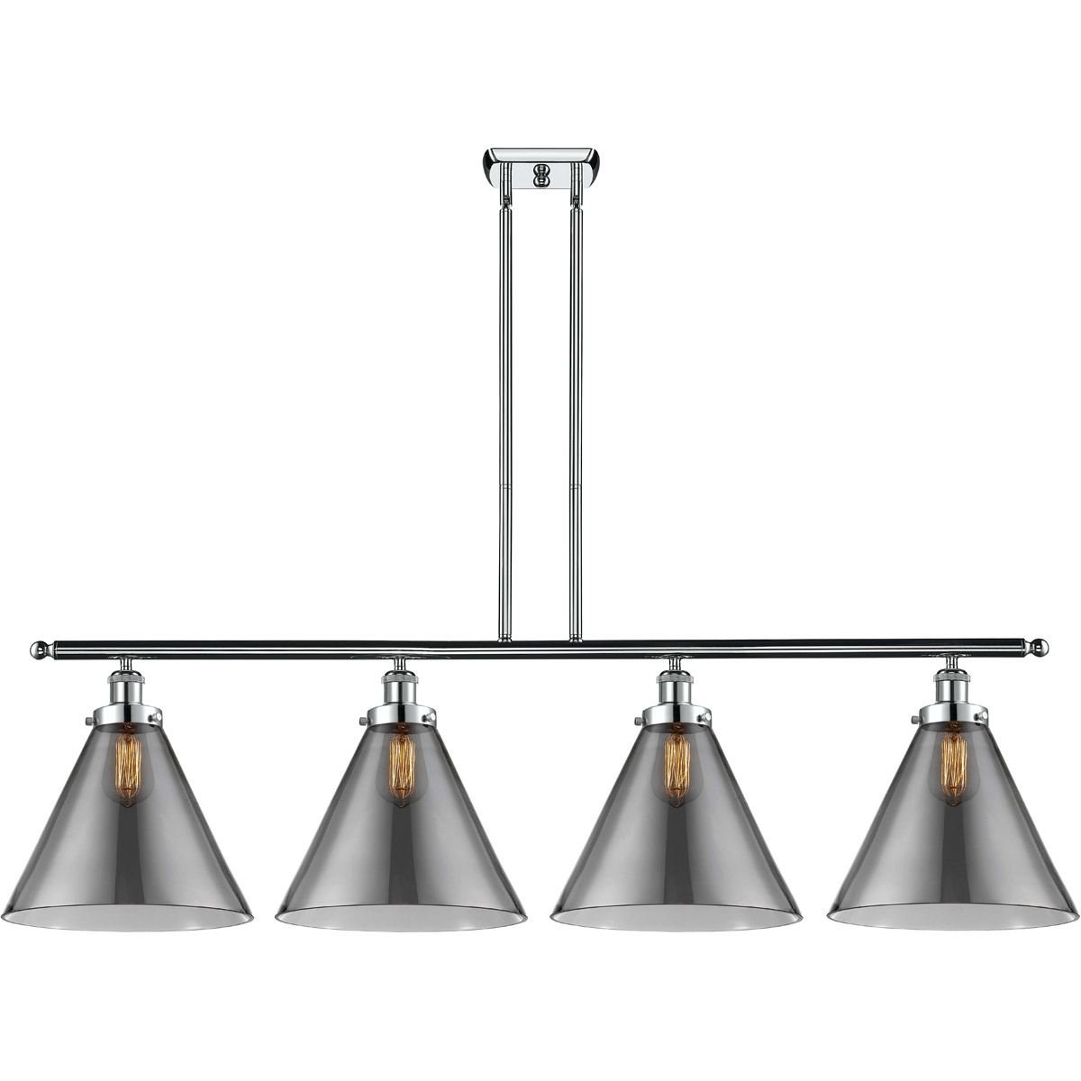 Innovations Lighting 916-4I-PC-G43-L-LED Ballston X-Large Cone LED 48 inch Polished Chrome Island Light Ceiling Light in Plated Smoke Glass