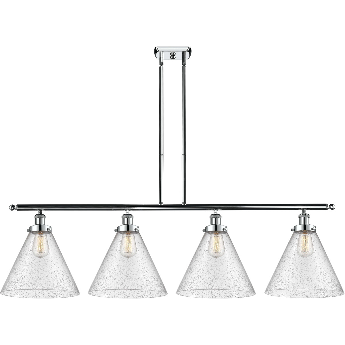 Innovations Lighting 916-4I-PC-G44-L Ballston X-Large Cone 4 Light 48 inch Polished Chrome Island Light Ceiling Light in Seedy Glass