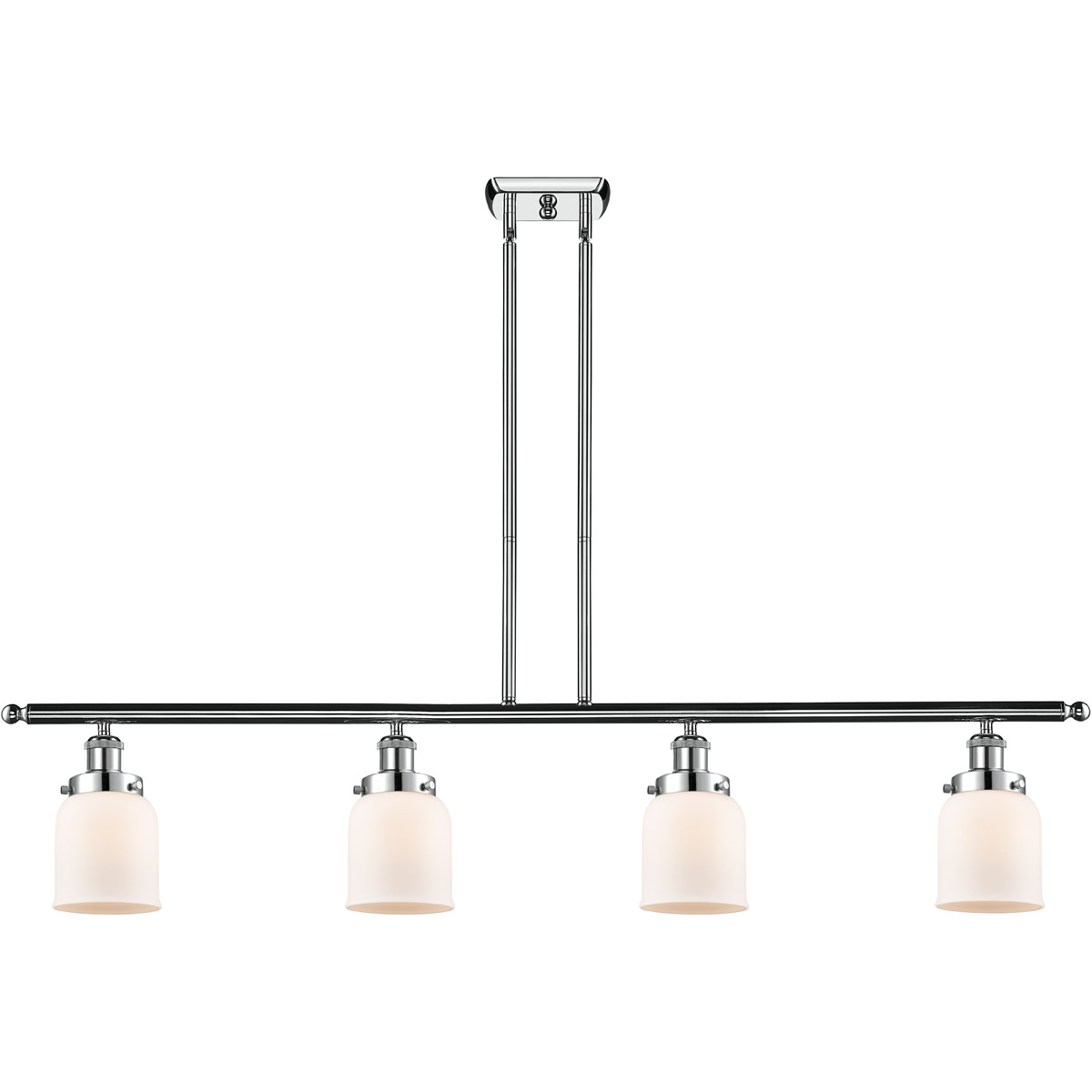 Innovations Lighting 916-4I-PC-G51 Ballston Small Bell 4 Light 48 inch Polished Chrome Island Light Ceiling Light in Matte White Glass, Ballston
