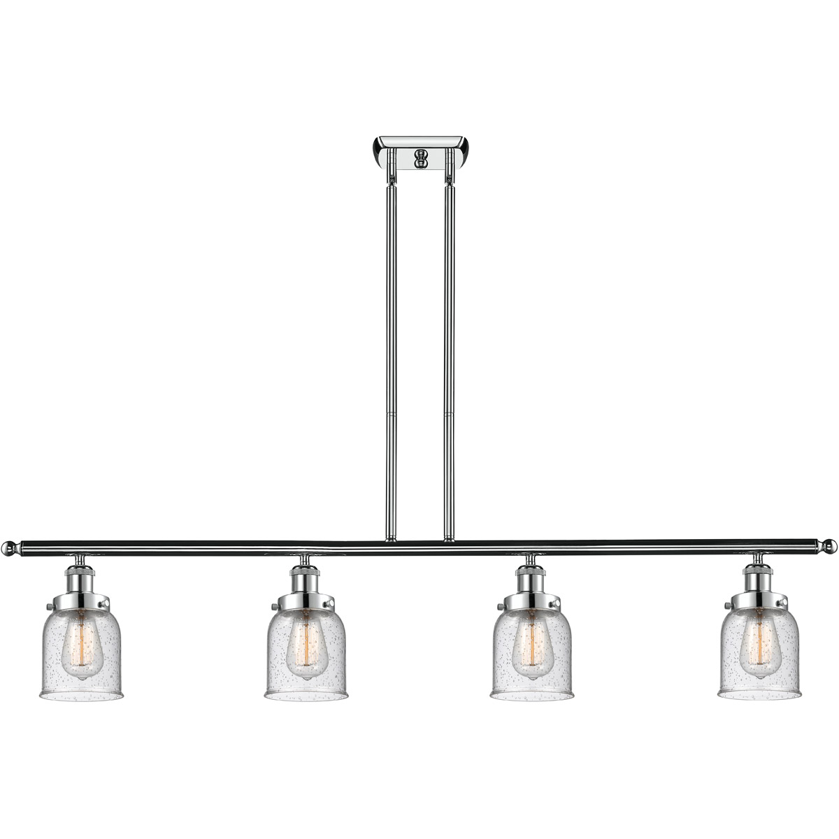 Innovations Lighting 916-4I-PC-G54 Ballston Small Bell 4 Light 48 inch Polished Chrome Island Light Ceiling Light in Seedy Glass, Ballston