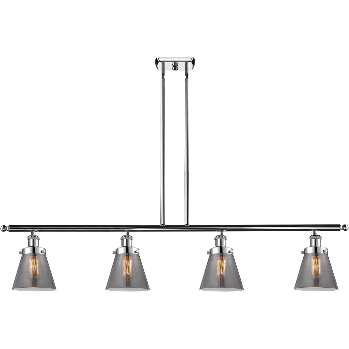 Innovations Lighting 916-4I-PC-G63-LED Ballston Small Cone LED 48 inch Polished Chrome Island Light Ceiling Light in Plated Smoke Glass, Ballston