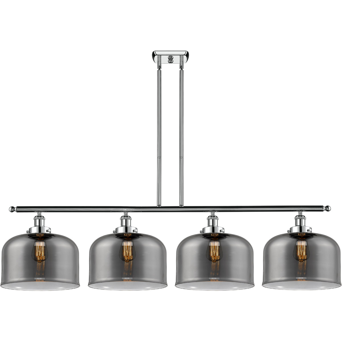 Innovations Lighting 916-4I-PC-G73-L-LED Ballston X-Large Bell LED 48 inch Polished Chrome Island Light Ceiling Light in Plated Smoke Glass, Ballston