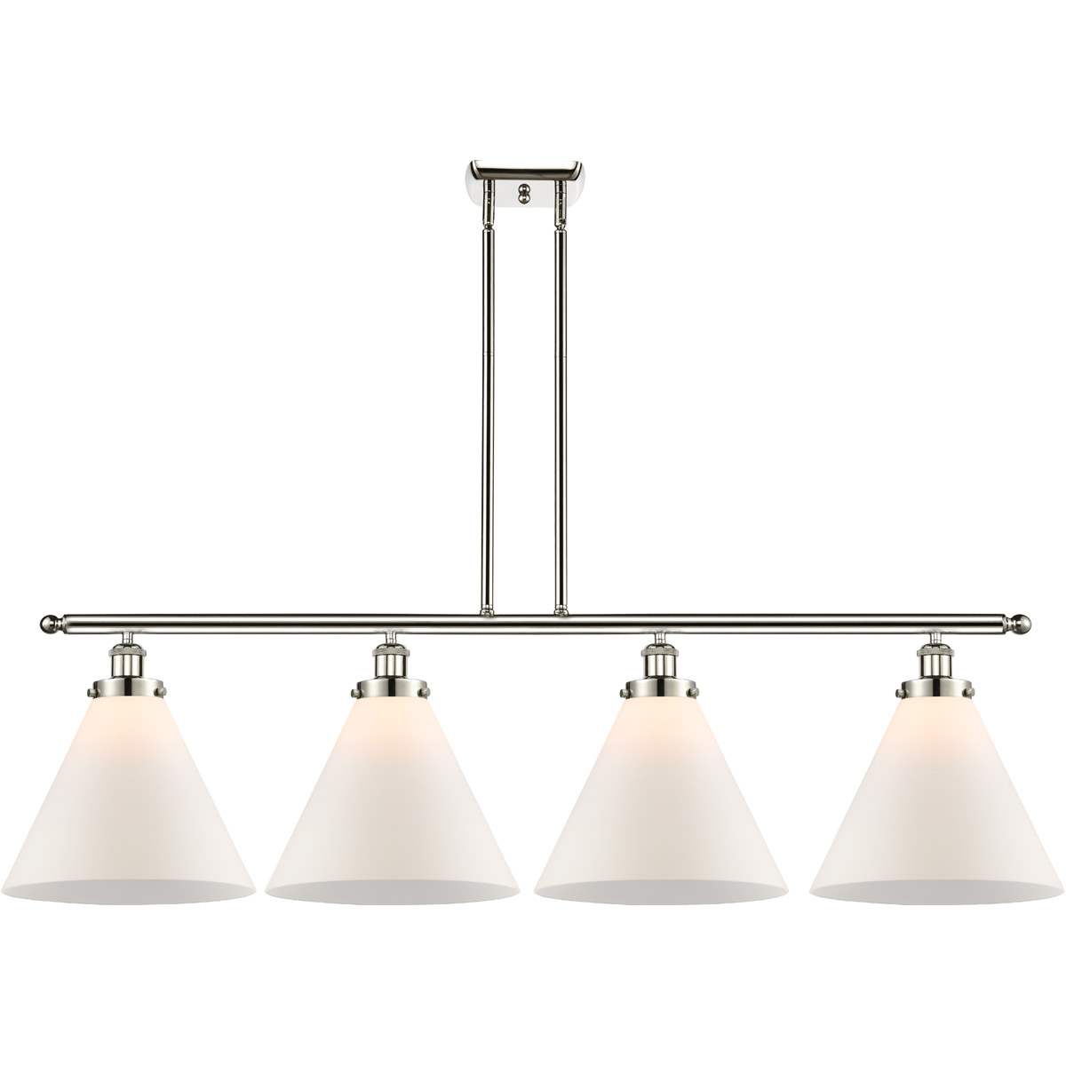 Innovations Lighting 916-4I-PN-G41-L-LED Ballston X-Large Cone LED 48 inch Polished Nickel Island Light Ceiling Light in Matte White Glass