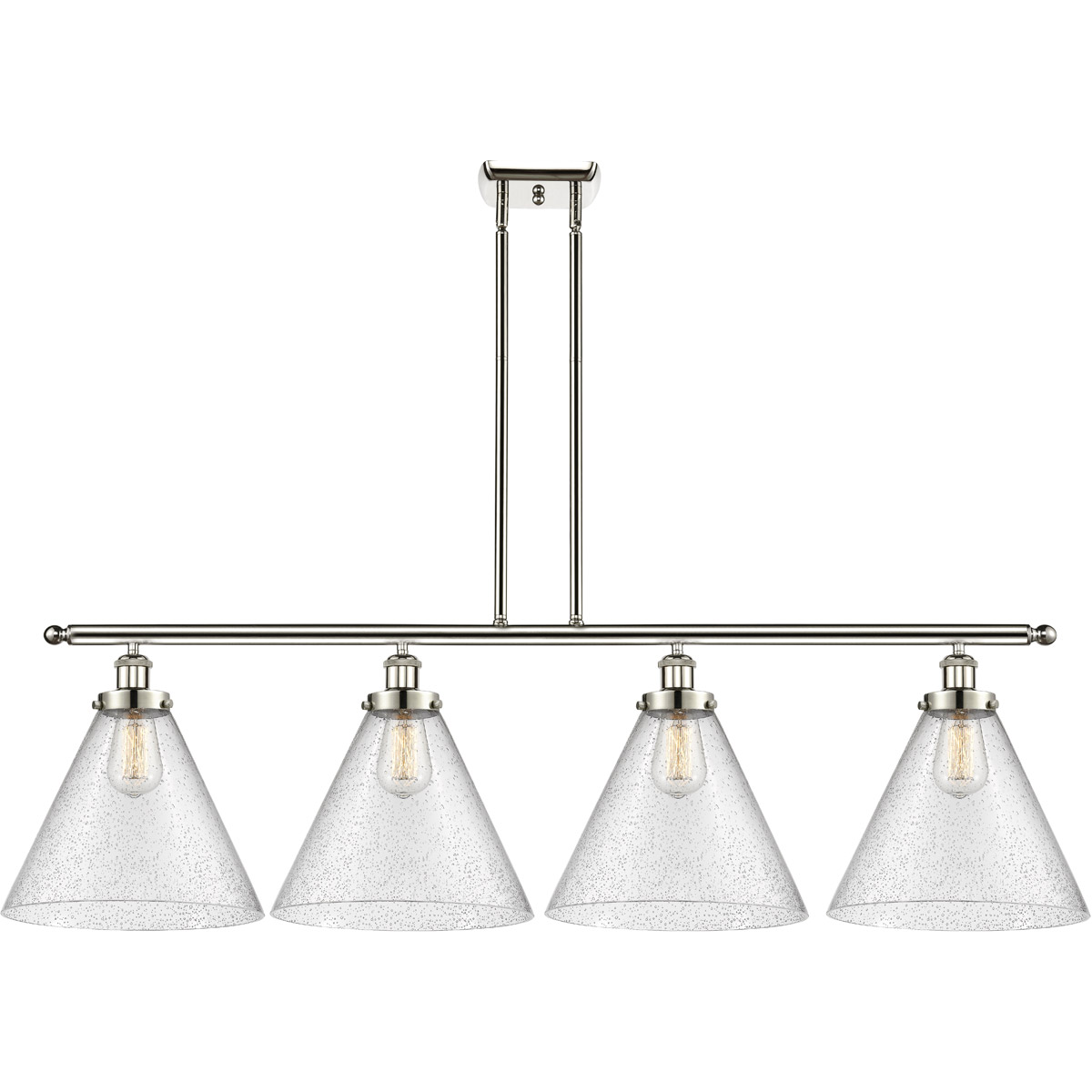 Innovations Lighting 916-4I-WPC-G44-L Ballston X-Large Cone 4 Light 48 inch White and Polished Chrome Island Light Ceiling Light in Seedy Glass