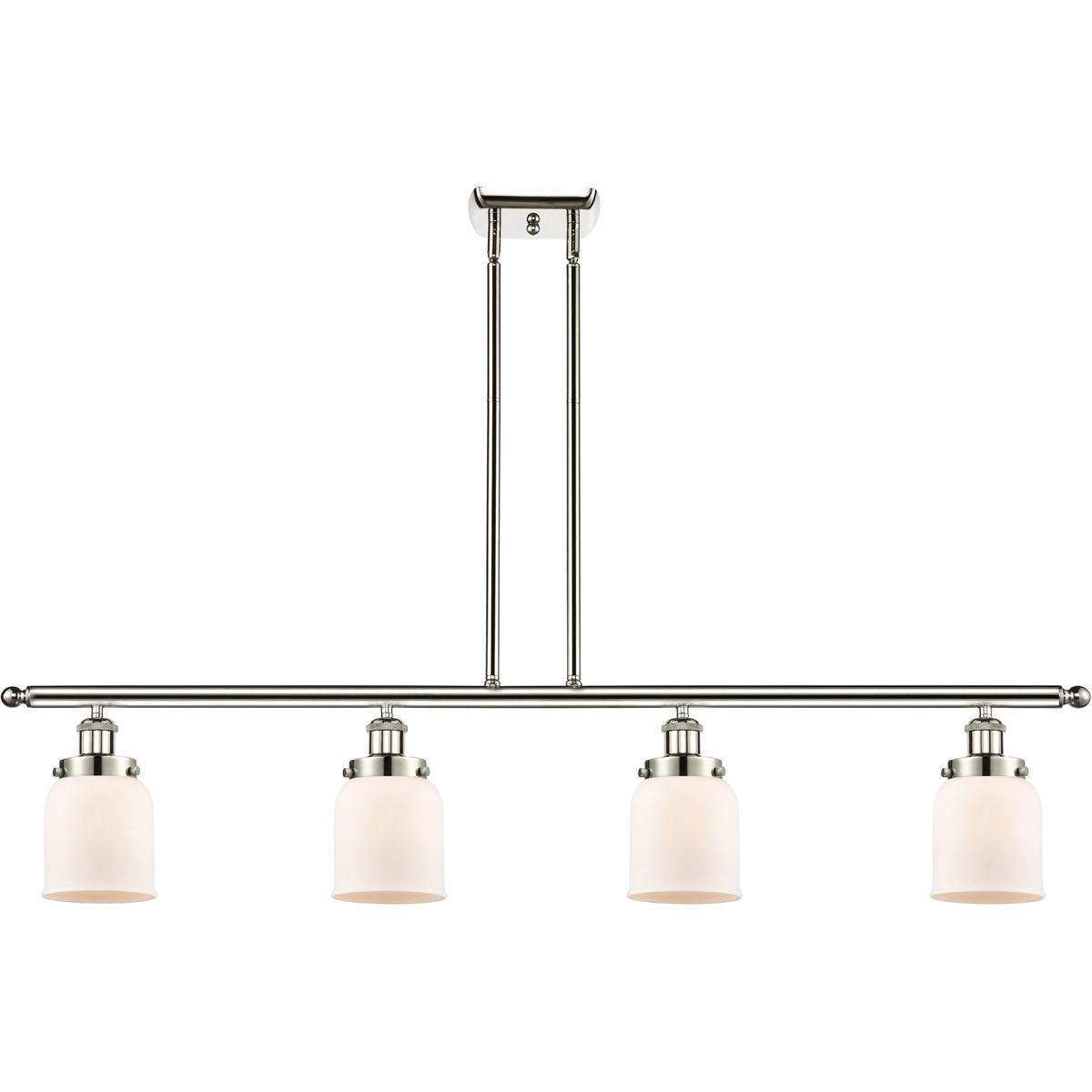 Innovations Lighting 916-4I-PN-G51 Ballston Small Bell 4 Light 48 inch Polished Nickel Island Light Ceiling Light in Matte White Glass