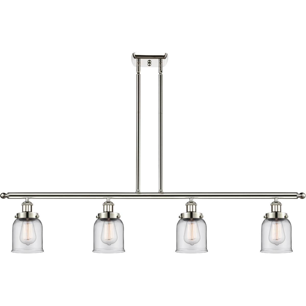 Innovations Lighting 916-4I-PN-G52-LED Ballston Small Bell LED 48 inch Polished Nickel Island Light Ceiling Light in Clear Glass