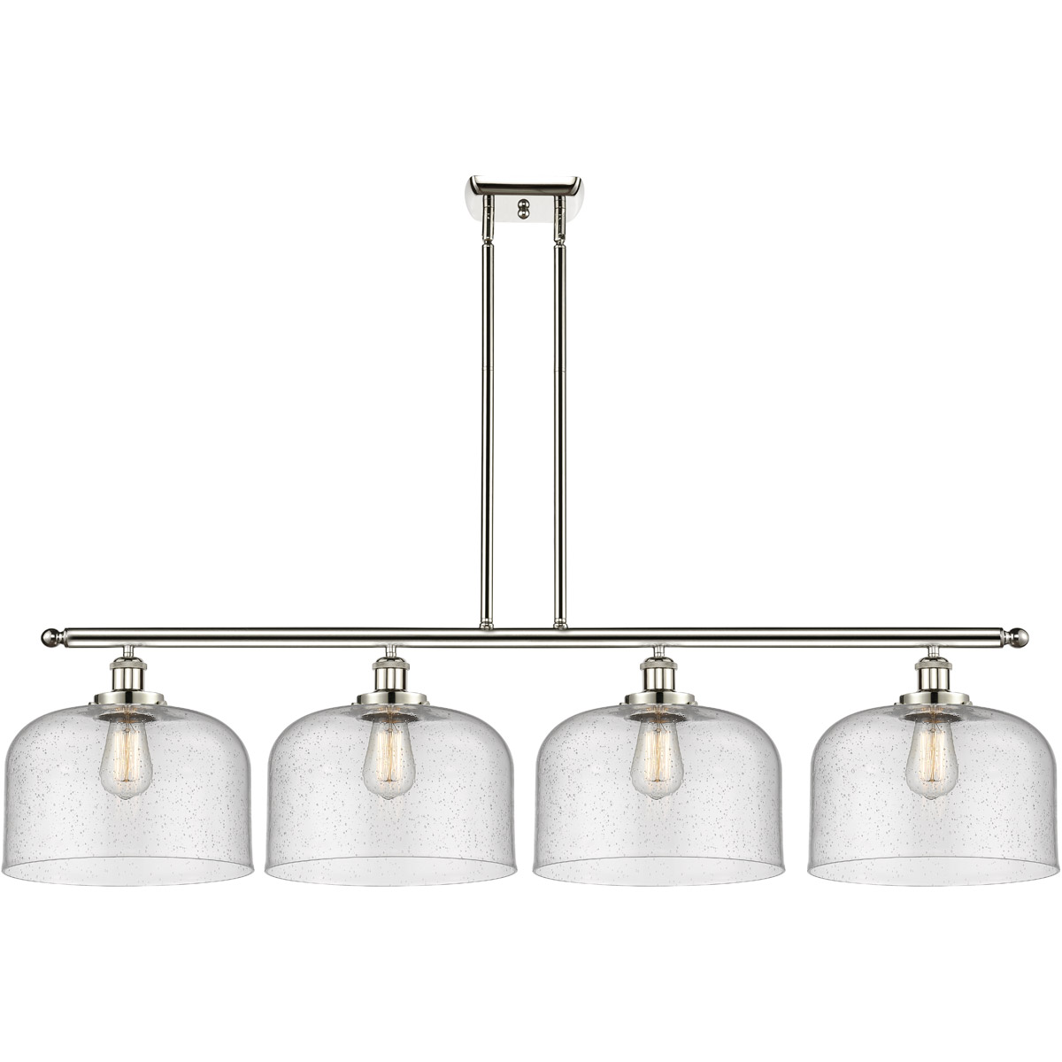 Innovations Lighting 916-4I-PN-G74-L-LED Ballston X-Large Bell LED 48 inch Polished Nickel Island Light Ceiling Light in Seedy Glass