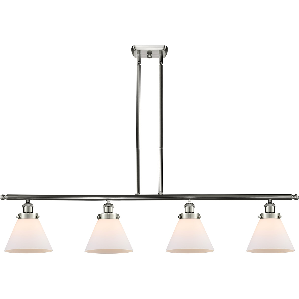 Innovations Lighting 916-4I-WPC-G41-L-LED Ballston X-Large Cone LED 48 inch White and Polished Chrome Island Light Ceiling Light in Matte White Glass