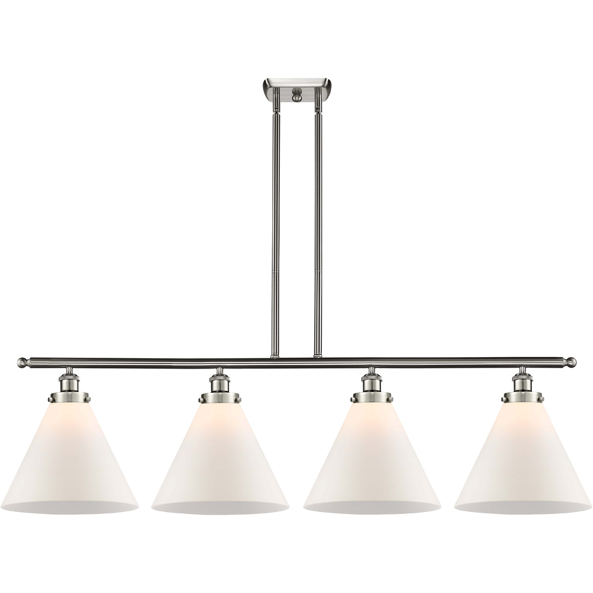 Innovations Lighting 916-4I-SN-G41-L Ballston X-Large Cone 4 Light 48 inch Brushed Satin Nickel Island Light Ceiling Light in Matte White Glass