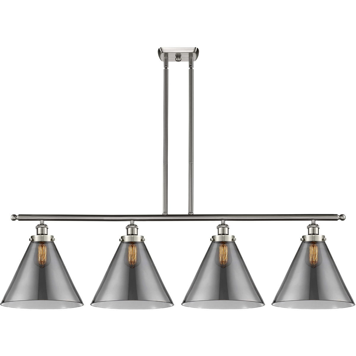 Innovations Lighting 916-4I-SN-G43-L-LED Ballston X-Large Cone LED 48 inch Brushed Satin Nickel Island Light Ceiling Light in Plated Smoke Glass