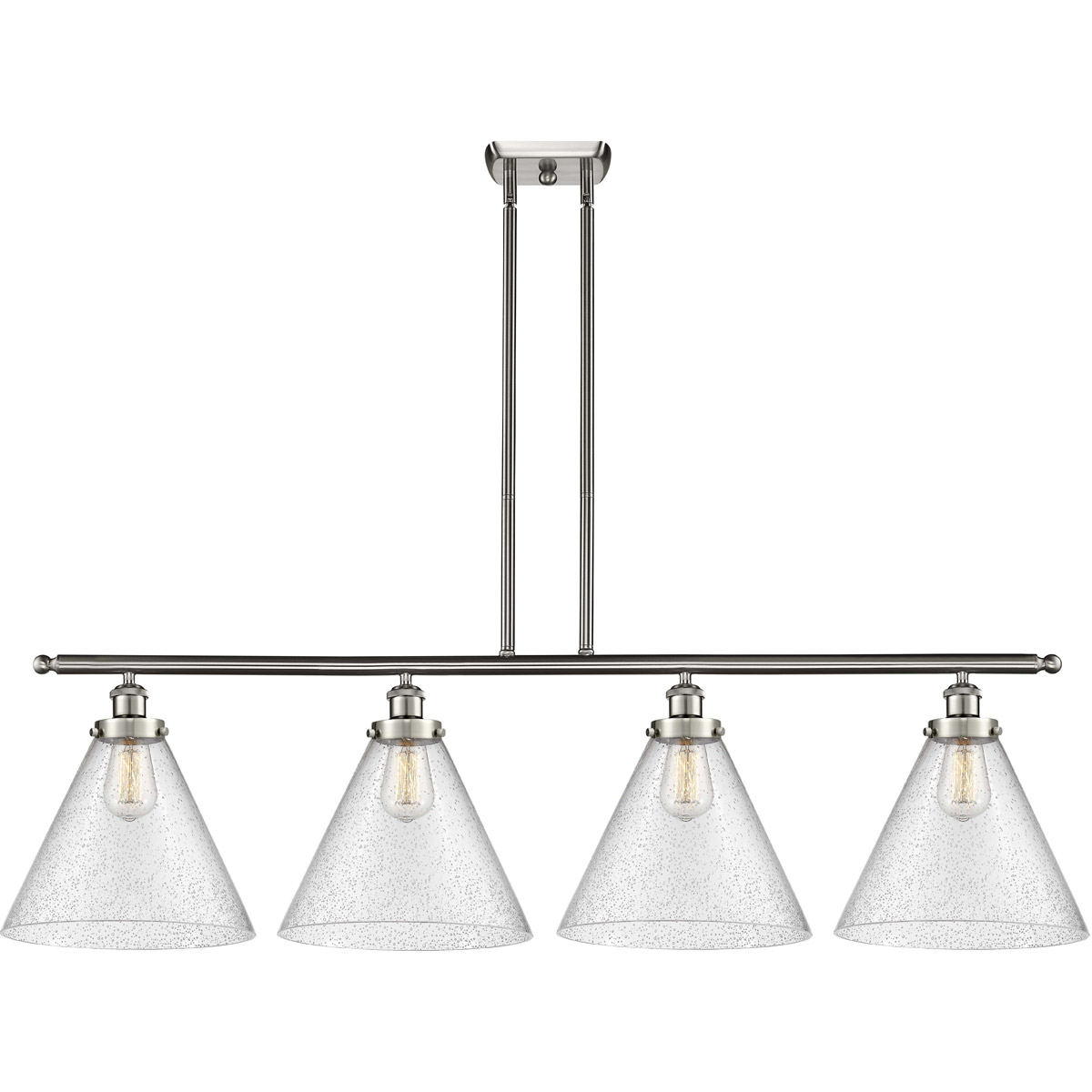 Innovations Lighting 916-4I-SN-G44-L Ballston X-Large Cone 4 Light 48 inch Brushed Satin Nickel Island Light Ceiling Light in Seedy Glass