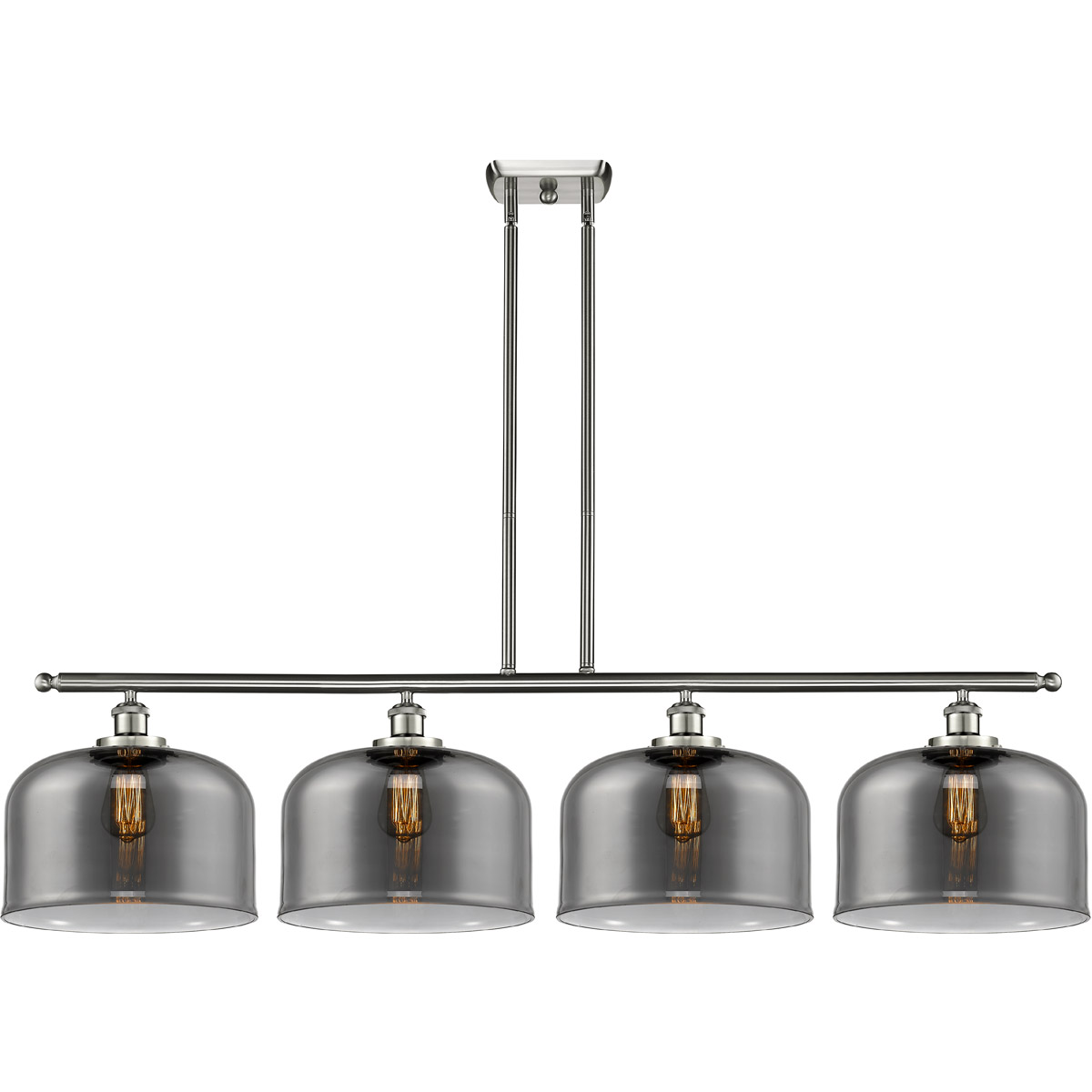 Innovations Lighting 916-4I-SN-G73-L-LED Ballston X-Large Bell LED 48 inch Brushed Satin Nickel Island Light Ceiling Light in Plated Smoke Glass, Ball