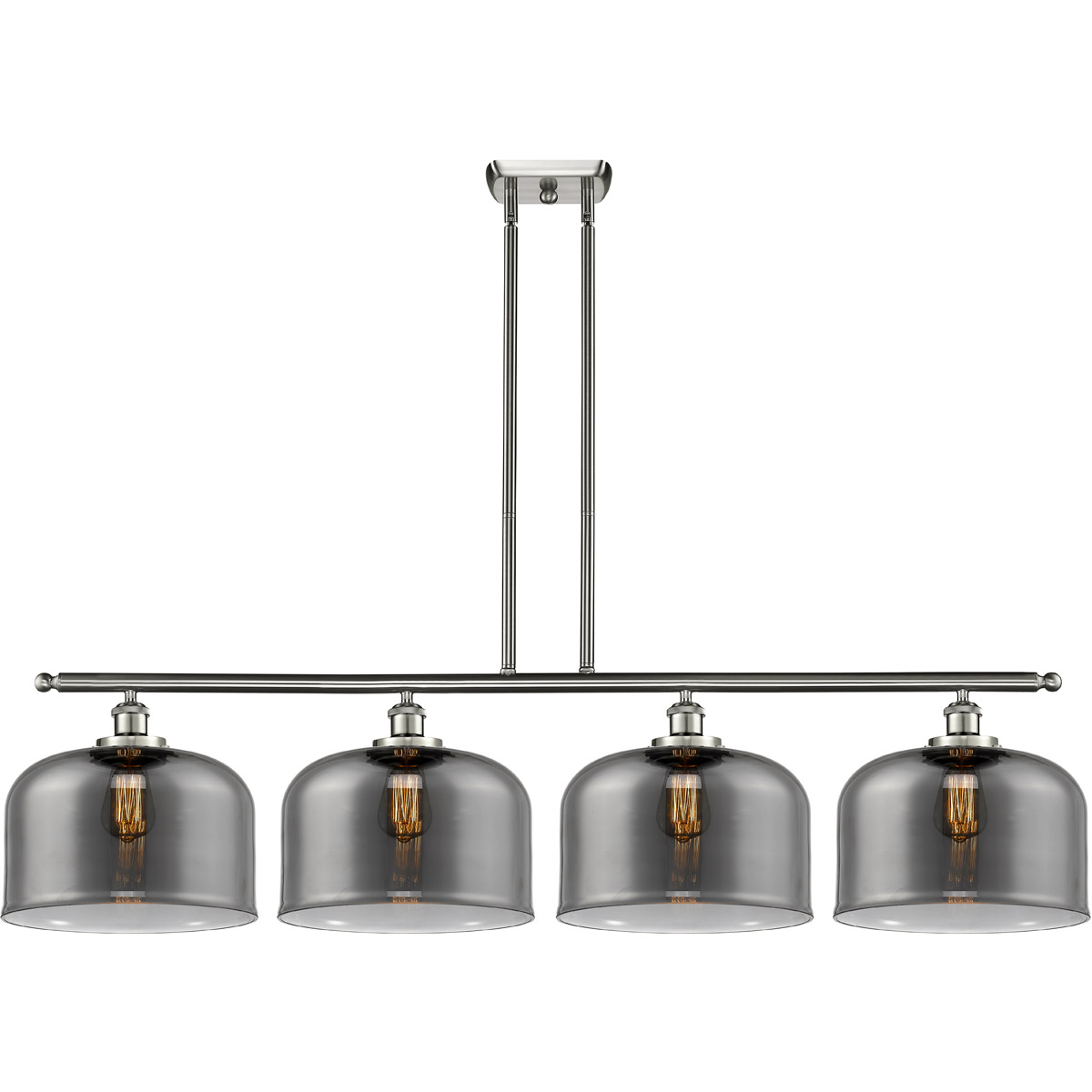 Innovations Lighting 916-4I-SN-G73-L Ballston X-Large Bell 4 Light 48 inch Brushed Satin Nickel Island Light Ceiling Light in Plated Smoke Glass, Ball