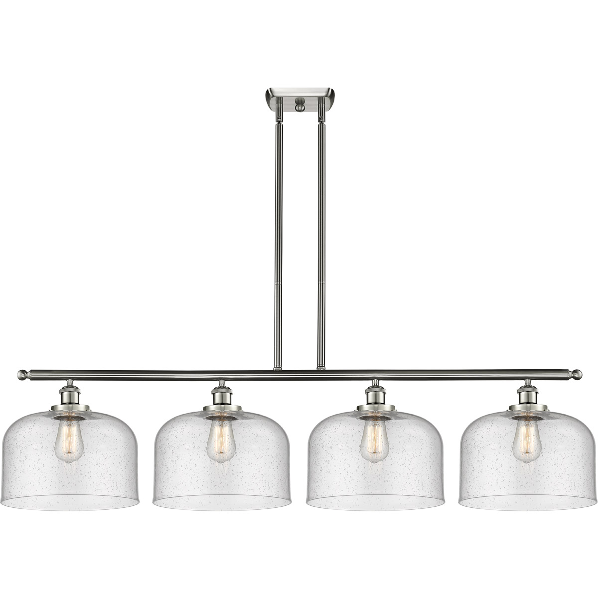 Innovations Lighting 916-4I-SN-G74-L Ballston X-Large Bell 4 Light 48 inch Brushed Satin Nickel Island Light Ceiling Light in Seedy Glass, Ballston