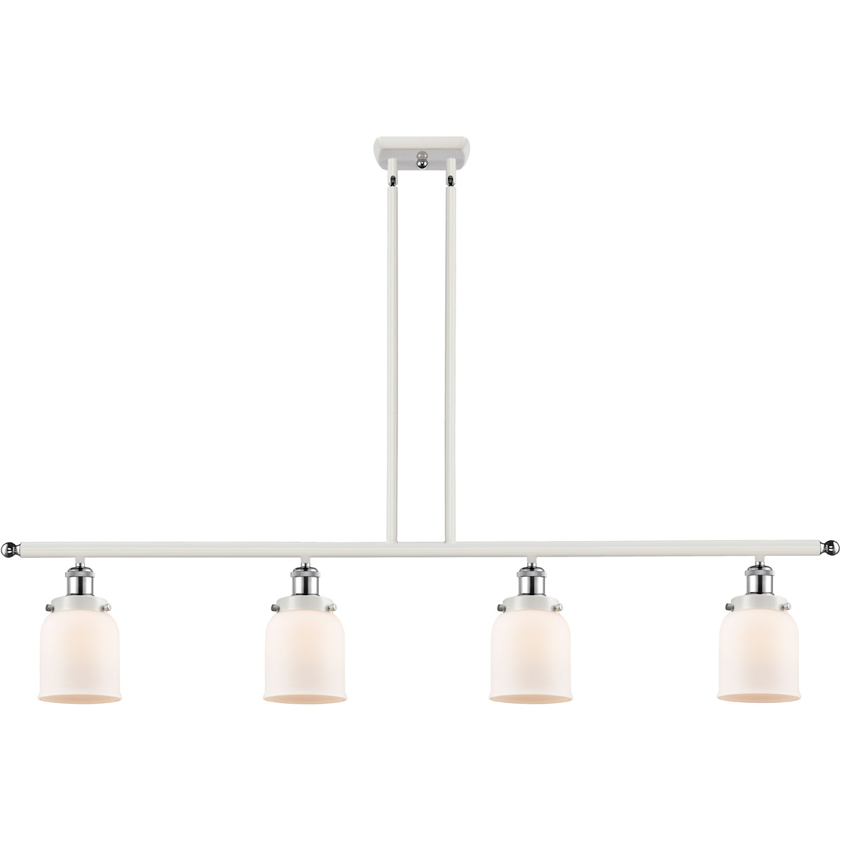 Innovations Lighting 916-4I-WPC-G51 Ballston Small Bell 4 Light 48 inch White and Polished Chrome Island Light Ceiling Light in Matte White Glass