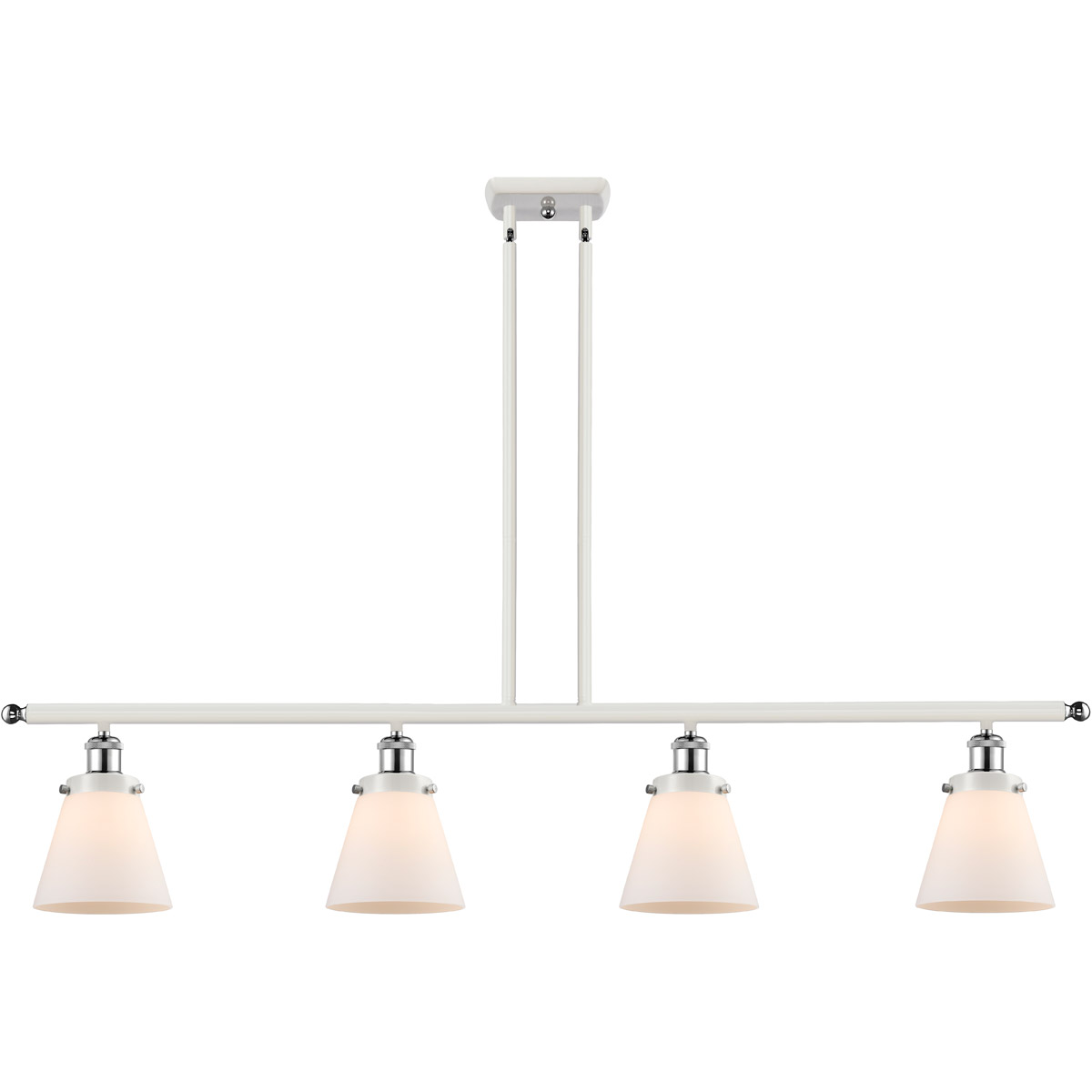 Innovations Lighting 916-4I-WPC-G61 Ballston Small Cone 4 Light 48 inch White and Polished Chrome Island Light Ceiling Light in Matte White Glass