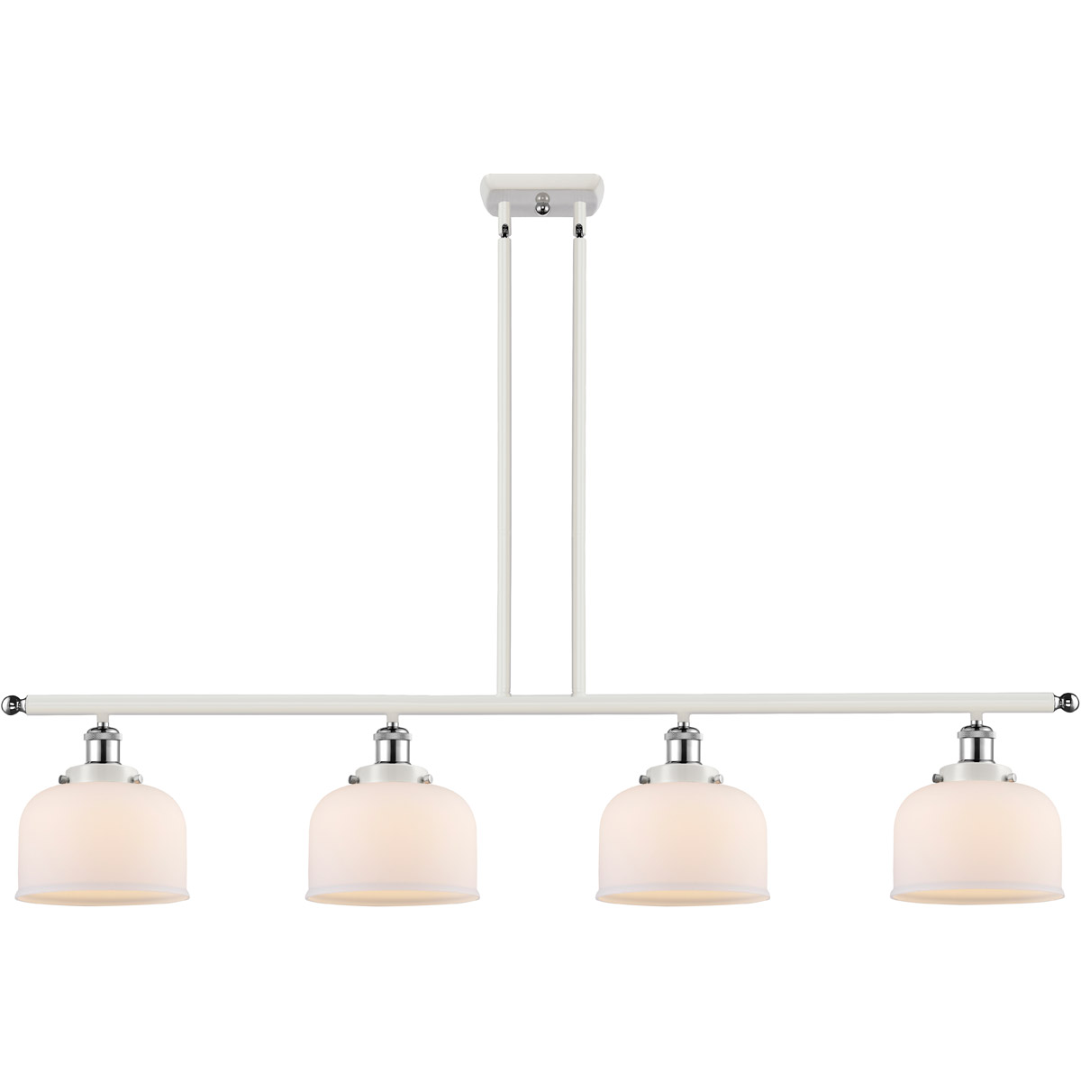 Innovations Lighting 916-4I-WPC-G71 Ballston Large Bell 4 Light 48 inch White and Polished Chrome Island Light Ceiling Light in Matte White Glass