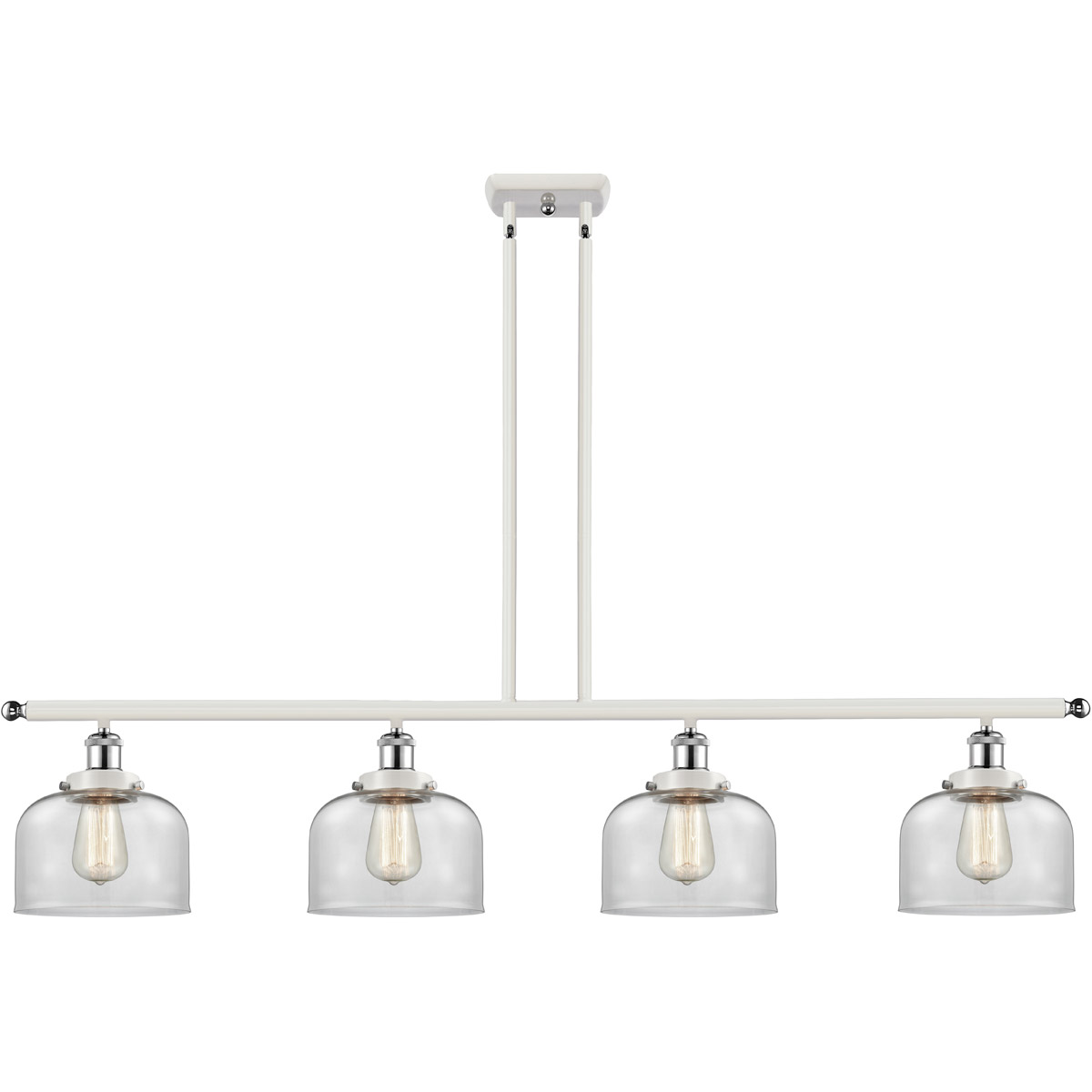 Innovations Lighting 916-4I-WPC-G72 Ballston Large Bell 4 Light 48 inch White and Polished Chrome Island Light Ceiling Light in Clear Glass