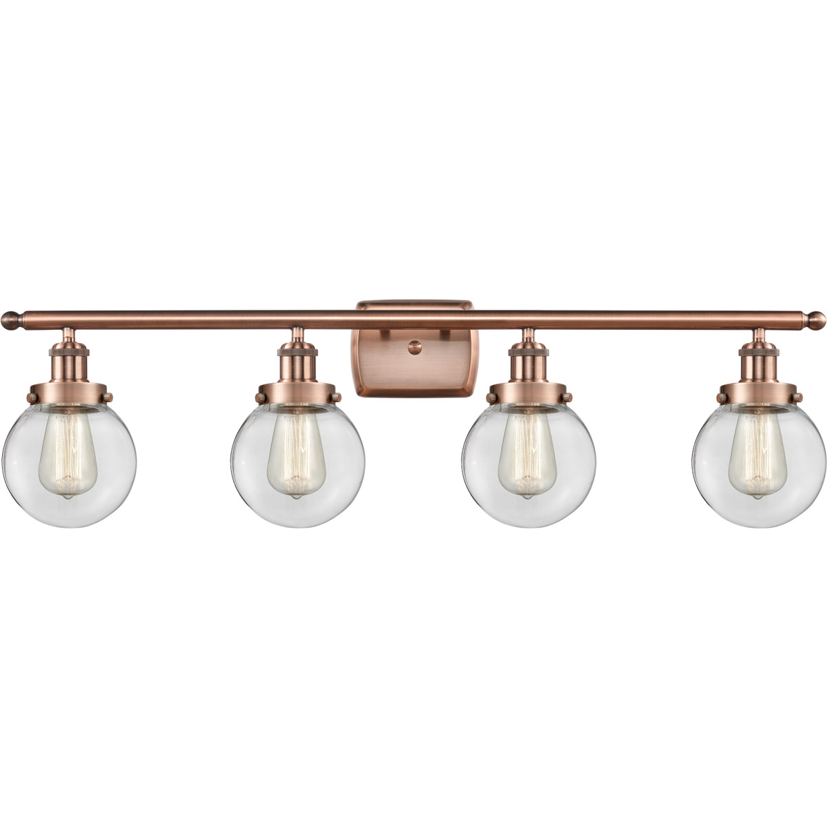 Innovations Lighting 916-4W-AC-G202-6-LED Ballston Beacon LED 36 inch Antique Copper Bath Vanity Light Wall Light in Clear Glass