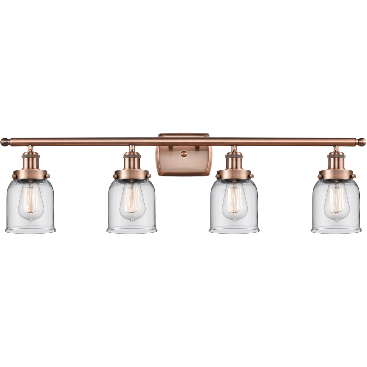 Innovations Lighting 916-4W-AC-G52-LED Ballston Small Bell LED 36 inch Antique Copper Bath Vanity Light Wall Light in Clear Glass