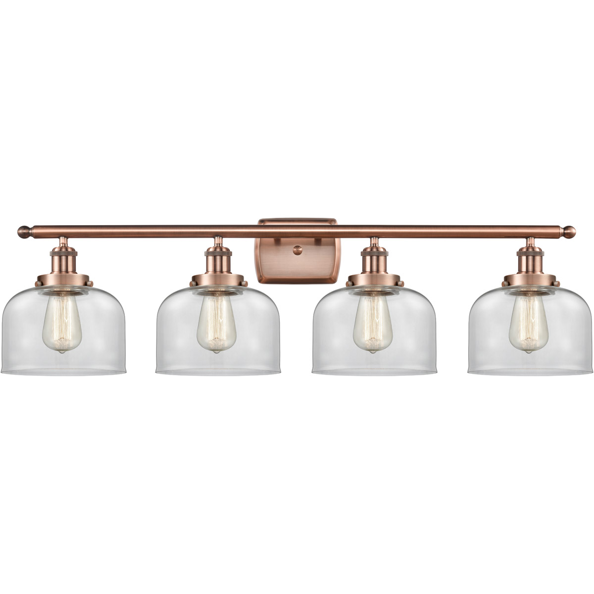 Innovations Lighting 916-4W-AC-G72-LED Ballston Large Bell LED 36 inch Antique Copper Bath Vanity Light Wall Light in Clear Glass