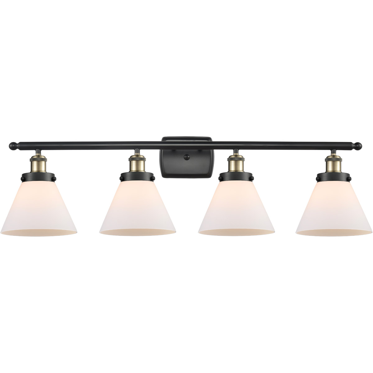 Innovations Lighting 916-4W-BAB-G41 Ballston Large Cone 4 Light 36 inch Black Antique Brass Bath Vanity Light Wall Light in Matte White Glass