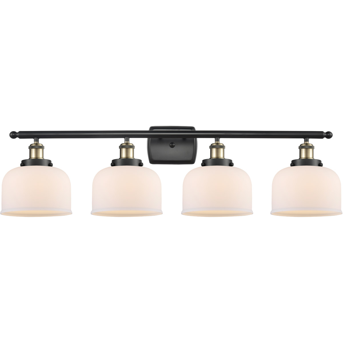 Innovations Lighting 916-4W-BAB-G71 Ballston Large Bell 4 Light 36 inch Black Antique Brass Bath Vanity Light Wall Light in Matte White Glass